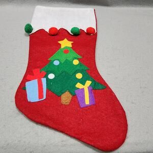 Greenbrier Int'l Christmas Tree Felt Christmas Stocking MCM Retro Vintage 1960s